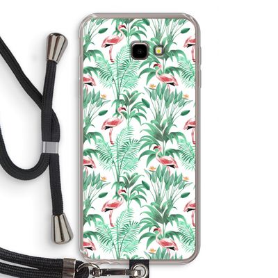 Flamingo bladeren: Samsung Galaxy J4 Plus Transparant Hoesje met koord