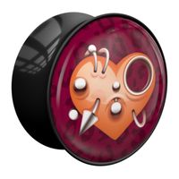 Double Flared Plug met Heart "Erotica" Design Acryl Tunnels & Plugs