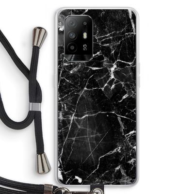 Zwart Marmer 2: Oppo A94 5G Transparant Hoesje met koord