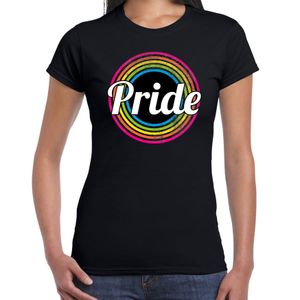 Pride regenboog cirkel / LHBT t-shirt zwart voor dames