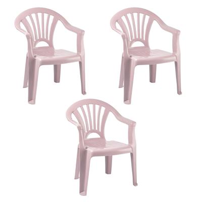 Trendoz Kinderstoel van kunststof - 3x - roze - 35 x 28 x 50 cm - tuin/camping/slaapkamer