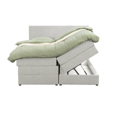 Leen Bakker - Boxspring Met Opbergruimte Liv Egaal - Ecru - 140x200 Cm - Stof - Crème