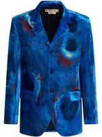 Marni blazer boutonné à imprimé peinture - Bleu