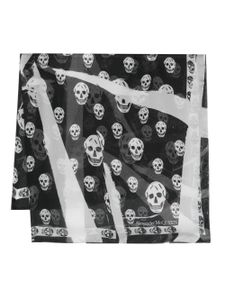 Alexander McQueen foulard en soie à imprimé tête de mort - Noir