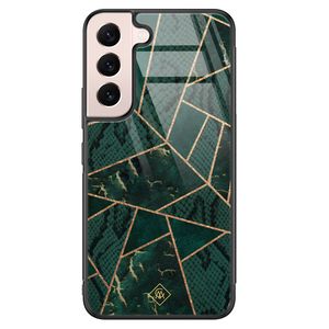Samsung Galaxy S22 glazen hardcase - Abstract groen