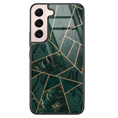 Samsung Galaxy S22 glazen hardcase - Abstract groen