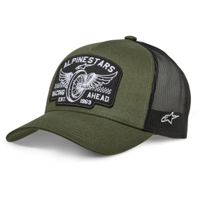 ALPINESTARS Heritage Patch Trucker Hat, Petjes en mutsen voor de motorfietsrijder, Militair Groen-Zwart