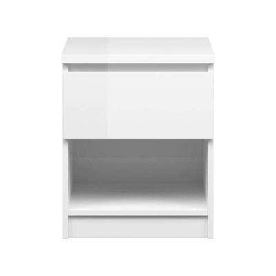 2e Halve Prijs Leen Bakker - Nachtkastje Naia - 1 Lade - Hoogglans - Spaanplaat - Wit - 40.2x49.5x40 Cm