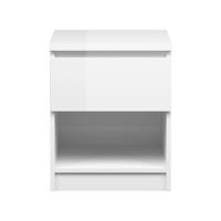 2e Halve Prijs Leen Bakker - Nachtkastje Naia - 1 Lade - Hoogglans - Spaanplaat - Wit - 40.2x49.5x40 Cm