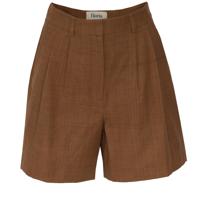 Floria Collective Dames Shorts Biel in het Cappucino Bruin - Handgemaakte Korte Broek van Biologisch Katoen - Plantaardig Geverfd - Hoge Taille, Wijde Pijpen, Dubbele Plooi - thumbnail