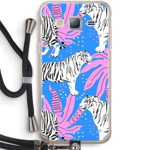 Tijger: Samsung Galaxy J3 (2016) Transparant Hoesje met koord
