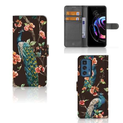Motorola Edge 20 Pro | Telefoonhoesje | Met pasjeshouder | Pauw met Bloemen