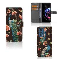 Motorola Edge 20 Pro | Telefoonhoesje | Met pasjeshouder | Pauw met Bloemen