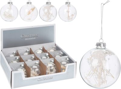 5 stuks! Kerstbal 80 mm glas met deco - Nampook