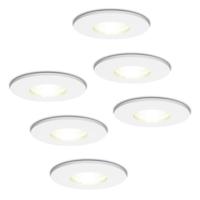 Set van 6 Barcelona - LED Inbouwspots - 5 Watt 400 lumen - 4000K Neutraal wit - GU10 - Dimbaar - Rond - IP44 voor badkamer, buiten en binnen - Wit