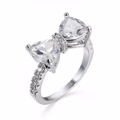 Vrouwelijke mode mooie bowknot ontwerp Zirkoon ring Ringmaat: 10