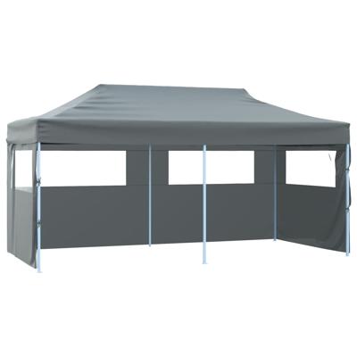 Partytent pop-up inklapbaar met zijwanden 3x6 m antraciet