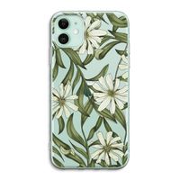 Wit bloemenpatroon: iPhone 11 Transparant Hoesje