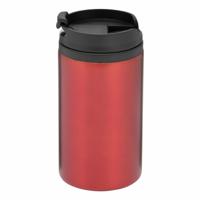 Thermosbeker/warmhoudbeker Koffie To Go - metallic rood - 290 ml - dubbelwandig - met schroefdop Thermosbeker/warmhoudbeker Koffie To Go - metallic rood - 290 ml - dubbelwandig - met schroefdop
