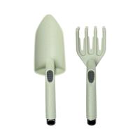 Tuingereedschap set - 2-delig - groen - kunststof - hark en schep - handgereedschap