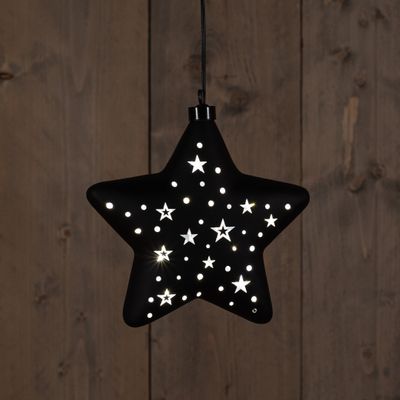 Star Glass Black With Stars 19 cm en Led Warm White 2 x aaa Anna's Collection - Annas collection Star Glass Black With Stars 19 cm en Led Warm White 2 x aaa Anna's Collection - Annas collection