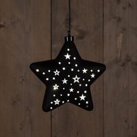 Star Glass Black With Stars 19Cm / Led Warm White 2Xaaa - Anna's Collection