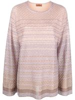 Missoni pull orné de sequins à rayures - Rose