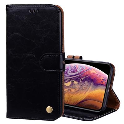 Zakelijke stijl olie Wax textuur horizontale Flip lederen hoes for iPhone XS Max, met houder & Card Slots & portefeuille (zwart)