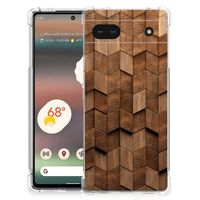 Stevig Telefoonhoesje voor Google Pixel 6A Wooden Cubes