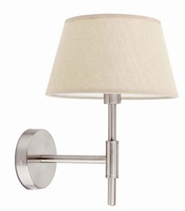 Mitic wandlamp nikkel look met beige textiel kap moderne wandlamp Faro Spaans design