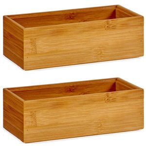 2x Stuks Kast/lade/make-up organizers bamboe hout bakje 15 x 7 x 5 cm