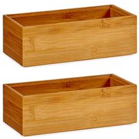 2x Stuks Kast/lade/make-up organizers bamboe hout bakje 15 x 7 x 5 cm - thumbnail