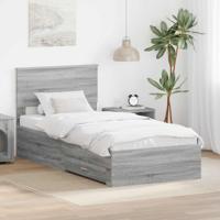Bedframe Grijs Sonoma en Zilver 75 x 190 cm Bewerkt hout