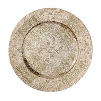 Kaarsenbord/onderbord - goud brokant - kunststof - D33 cm - rond   -