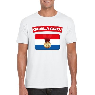 Geslaagd thema vlag t-shirt wit heren