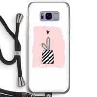 Zwart-wit cactus: Samsung Galaxy S8 Plus Transparant Hoesje met koord