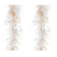 Boa kerstslingers - 2x st - wit/goud - 200 cm - kerstboomversiering