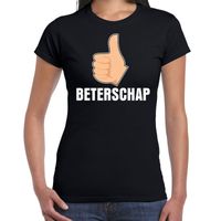 Beterschap duim omhoog cadeau shirt zwart voor dames