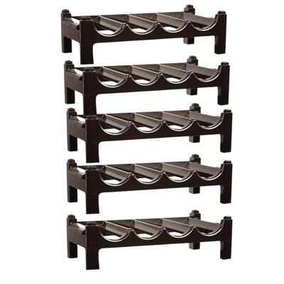 PlasticForte Wijnrek - 5x lagen - stapelbaar - bruin - kunststof - 43 x 23 x 13 cm - voor 20 flessen PlasticForte Wijnrek - 5x lagen - stapelbaar - bruin - kunststof - 43 x 23 x 13 cm - voor 20 flessen