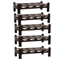PlasticForte Wijnrek - 5x lagen - stapelbaar - bruin - kunststof - 43 x 23 x 13 cm - voor 20 flessen