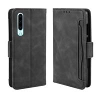 Portemonnee stijl huid voelen kalf patroon lederen draagtas voor Huawei P30 met aparte kaartsleuf (zwart)