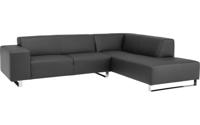 Goossens Excellent Hoekbank Design@home zwart, leer, 2,5-zits, modern design met ligelement rechts