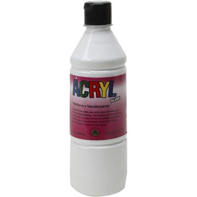 Acryl Verf, wit, 500 ml/ 1 fles