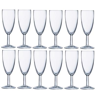 Champagneglazen - 12x stuks - transparant - glas - 150 ml - cava - mousserende wijn - glazen