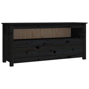 vidaXL Tv-meubel 114x35x52 cm massief grenenhout zwart