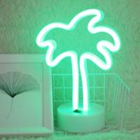 Kokosnoot boom romantische Neon LED vakantie licht met houder Warm Fairy decoratieve Lamp nachtlampje voor kerst huwelijk Party slaapkamer (groen