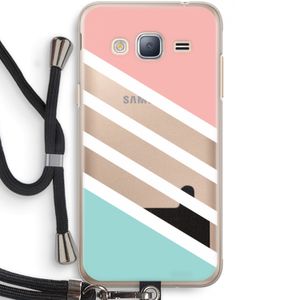 Strepen pastel: Samsung Galaxy J3 (2016) Transparant Hoesje met koord