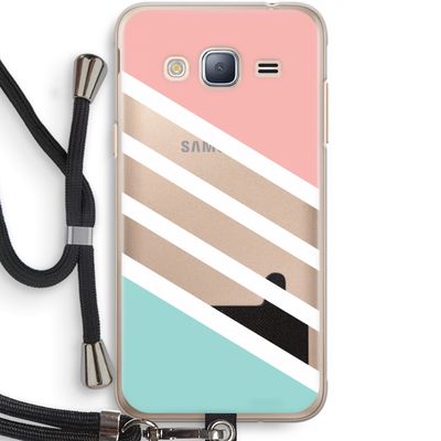 Strepen pastel: Samsung Galaxy J3 (2016) Transparant Hoesje met koord