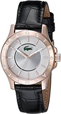 Lacoste horlogeband 2000860 / LC-75-3-34-2537 Leder Zwart 16mm + zwart stiksel