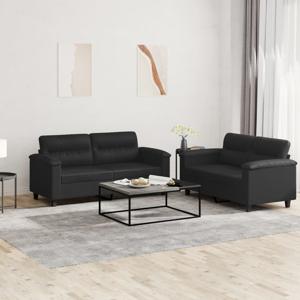 2-delige Loungeset met kussens kunstleer zwart SKU: V3202362